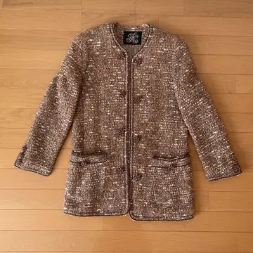 이타리야 노카라 트위드 자켓 코랄 핑크