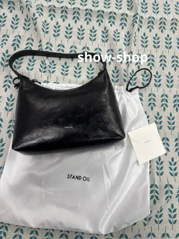 stand oil 블랙 레더 핸드백 수납 가방 포함