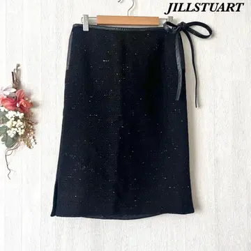 레어 질스튜어트 스커트 무릎 기장 울 혼방 가죽 트위드 미국제