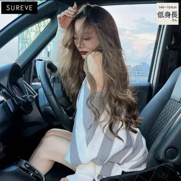 아베일 쇼코chan 콜라보 보더 무늬 니트