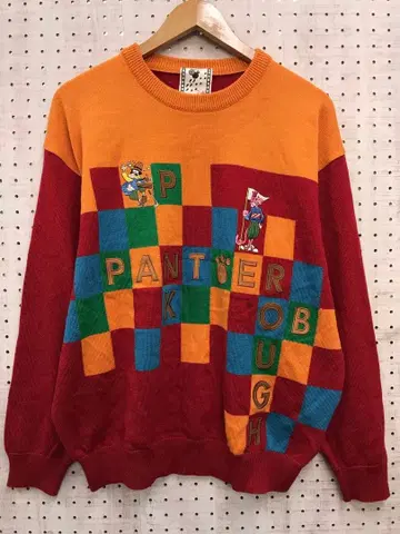 melbo 핑크 팬서 90s 올드 골프 구제 의류 자카드 니트
