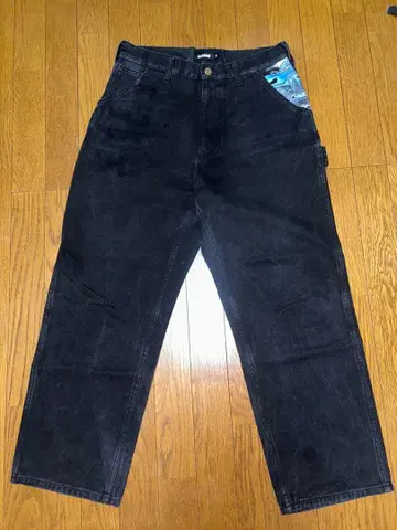XLARGE 블랙 데님 팬츠 그래픽 프린트
