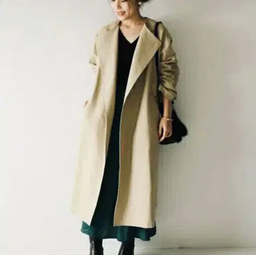 Spick & Span 노카라 더블 크로스 트렌치 36