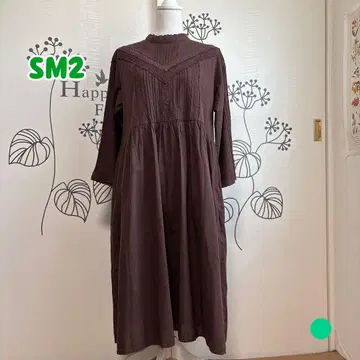 336 사만사 모스모스 브라운 꽃 자수 레이스 원피스