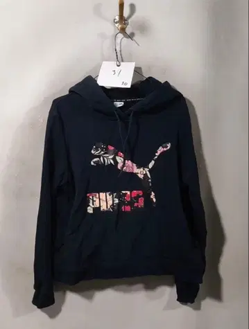 PUMA 여성용 후드티 블랙 꽃무늬 로고