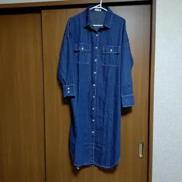 데님 긴팔 셔츠 원피스