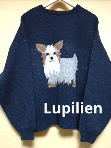 Lupilien 자카드 니트 강아지 패턴 요크셔 테리어 F