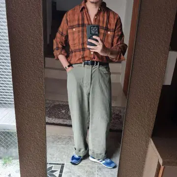 플란넬 셔츠 브라운 오렌지