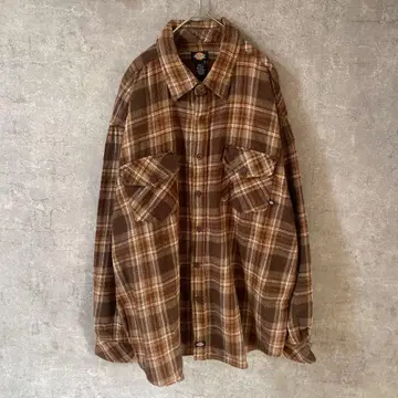 Dickies 플란넬 셔츠 체크 셔츠 긴팔 루즈핏 빅사이즈 2XL