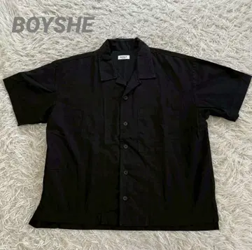 [ BOYSHE 보이시 ] 반팔 셔츠 프론트 포켓 블랙