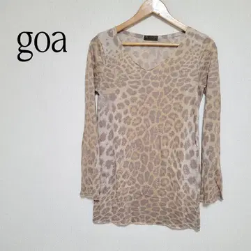 goa Y2K 표범 무늬 긴팔 V넥 상의