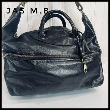 Jas M.B. 보스턴 백 가죽 블랙