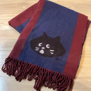 네넷 냐아 대형 스톨 머플러 네이비 레드