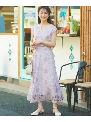 Noela 시어 자수 꽃무늬 레이스 플레어 스커트 셋업 S 사이즈 노엘라