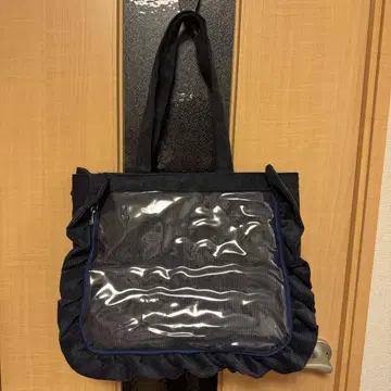 자카마트 코듀로이 A4 네이비 프릴 토트백 이타백