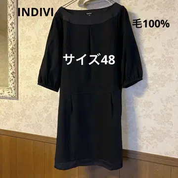 새상품급 빅 사이즈 48 인디비 모 100% 루즈핏 원피스 블랙 일본제