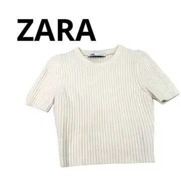[ ZARA 자라 ] 반팔 니트탑 화이트 아이보리 S