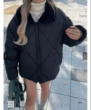 GRL 블랙 퀼팅 자켓 (퍼 포함)
