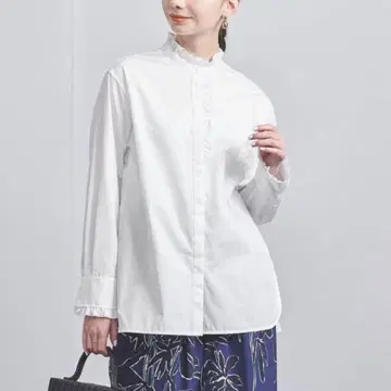 UNITED ARROWS C 프릴 스탠드 카라 셔츠
