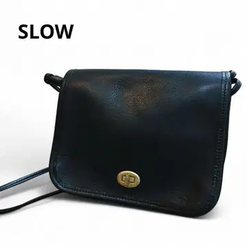 SLOW&CO 숄더백 블랙 가죽 골드 금장 장식