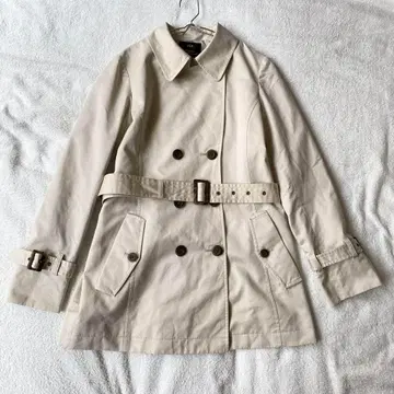 [23구] 트렌치코트 하프 기장 벨트 포함 뒷트임 면 혼방 38