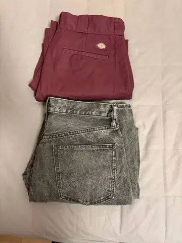 Dickies874 와인 레드 GU 배럴 레그 진 블랙
