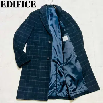 컨디션 최상 20년 에디피스 체크 체스터 코트 네이비 M