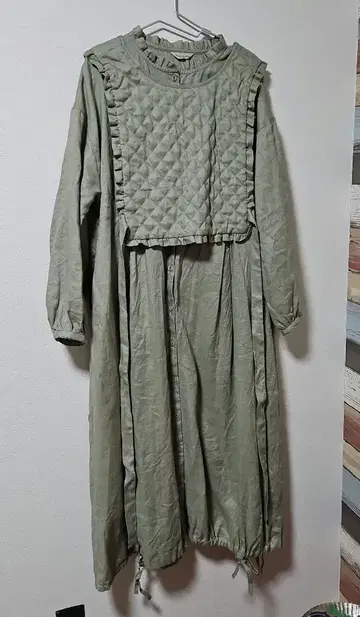 SamansaMos2 타치카와 한정판 퀼팅 베스트 포함 원피스 그린