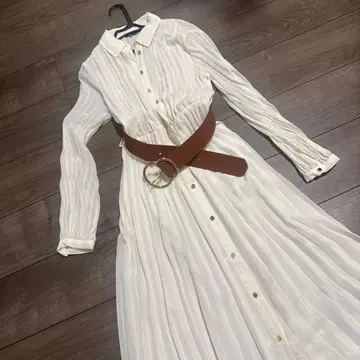 ZARA 화이트 플리츠 셔츠 원피스