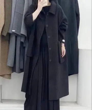 아이모하 aimoha 클래식 스텐 칼라 울 코트 다크 그레이
