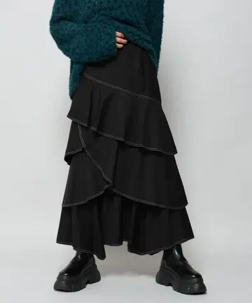 [ PAGEBOY ] 스티치 티어드 플레어 스커트