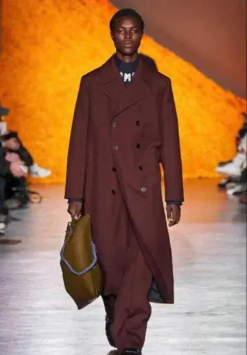 질 샌더 버건디 더블 브레스트 코트