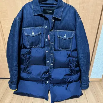 데님 다운 자켓 롱 기장