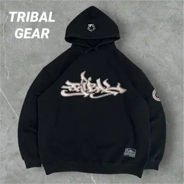 [ 레어 브랜드 ] TRIBAL GEAR 후드티 자수 러버 블랙 00s