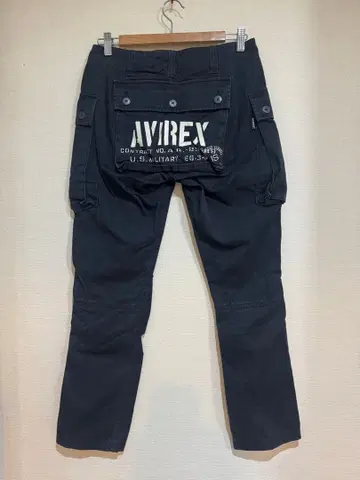 AVIREX 로고 팬츠 워크 팬츠 카고 팬츠 S 블랙 레어