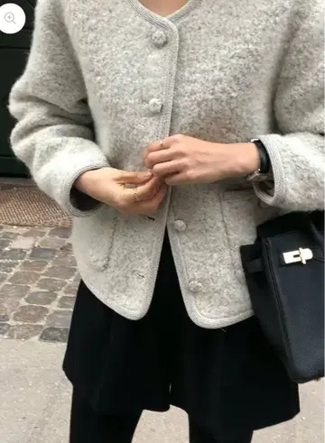 ounce Eiin boucle alpaca jacket 그레이