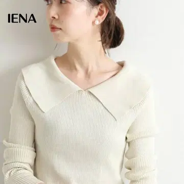 IENA SESIA 3*3 리브 칼라 니트 풀오버 아이보리