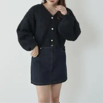 OLIVE des OLIVE 라메 페더 V 가디건
