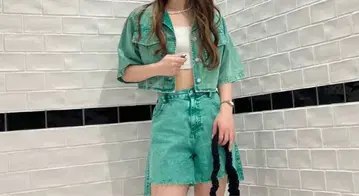 민트 그린 데님 셋업