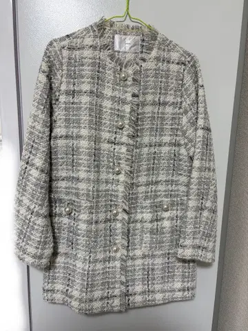 index M 사이즈 트위드 체크 무늬 자켓