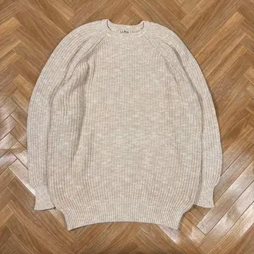 usa제 80s 90s 엘엘빈 코튼 니트 베이지 x 화이트