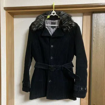 미사용 남성용 코듀로이 블랙 자켓 벨트 포함 LL