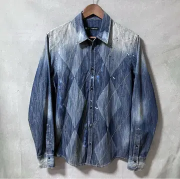 DSQUARED2 디스퀘어드 아가일 무늬 데님 셔츠