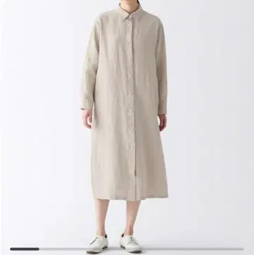 무인양품 린넨 워싱 긴팔 셔츠 원피스