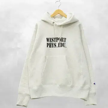 챔피온 리버스 위브 속기모 칼리지 로고 풀오버 후드티 XL