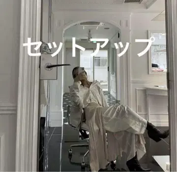 Melt the lady 바이컬러 새틴 셔츠 상의 롱 팬츠