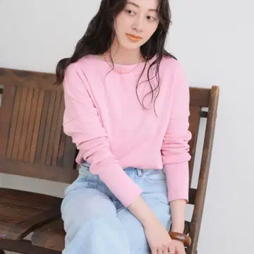 IENA 핑크 파인 게이지 풀 니들 니트