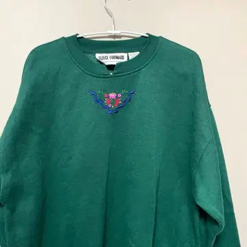 맨투맨 트레이닝복 그린 플라워 자수 구제 의류 used 90s Y2K