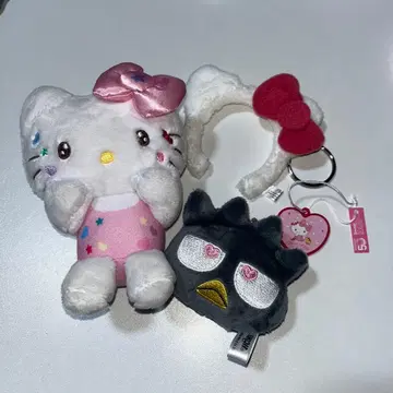 헬로키티 훼미리마트 미니 머리띠 봉제 인형 키링 바츠마루