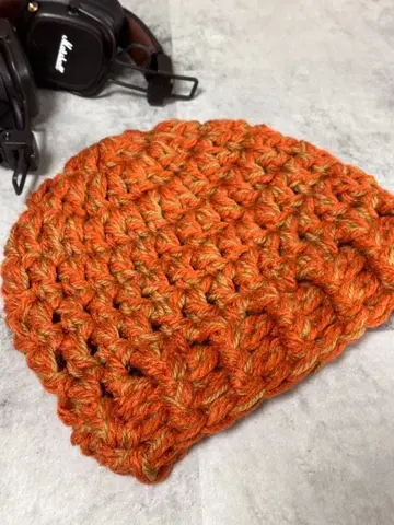 비니 니트 모자 모자 핸드메이드 니트 오렌지 컬러 가을 겨울
